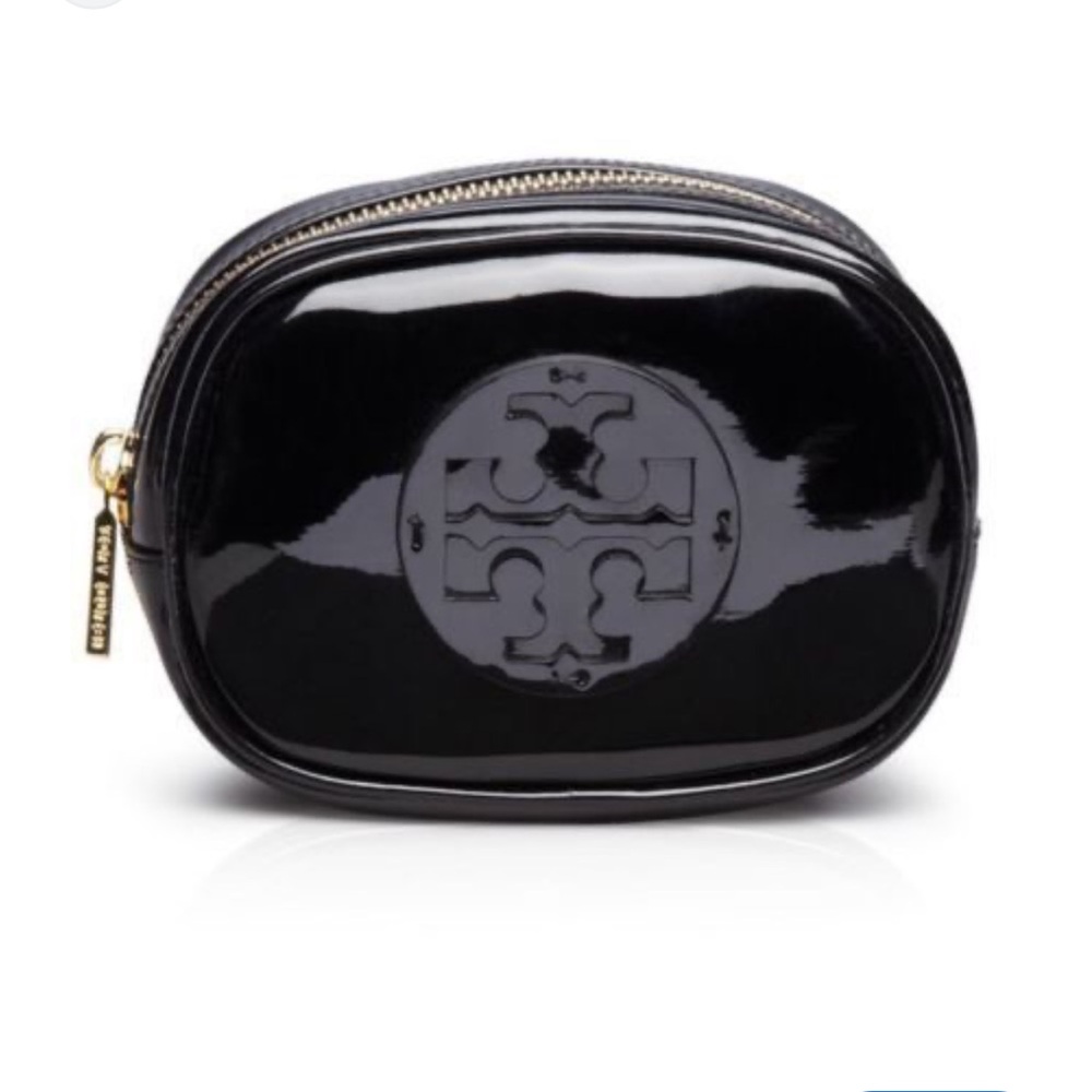 Tory Burch Black Patent Leather Cosmetic Bag
